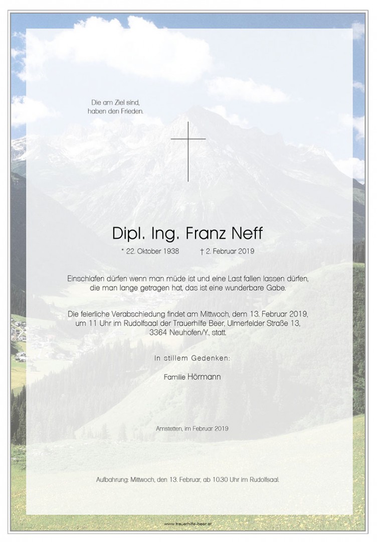 Parte Dipl. Ing. Franz Neff