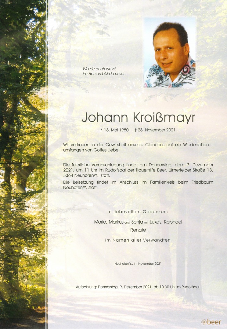 Parte Johann Kroißmayr