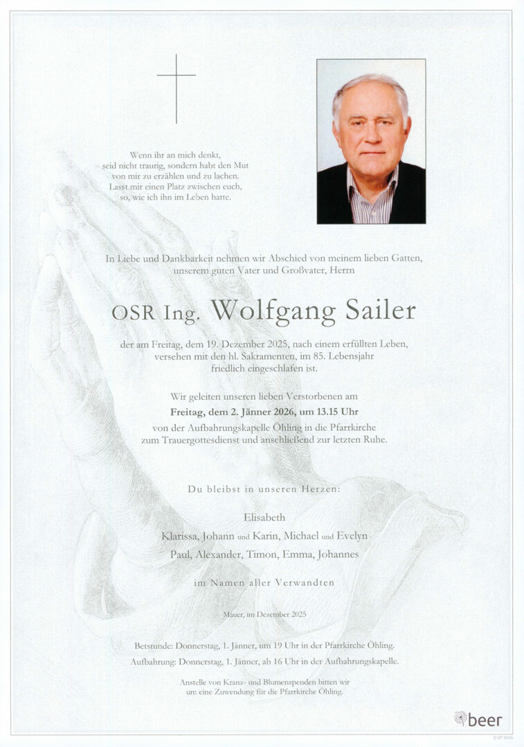 Parte OSR Ing. Wolfgang Sailer
