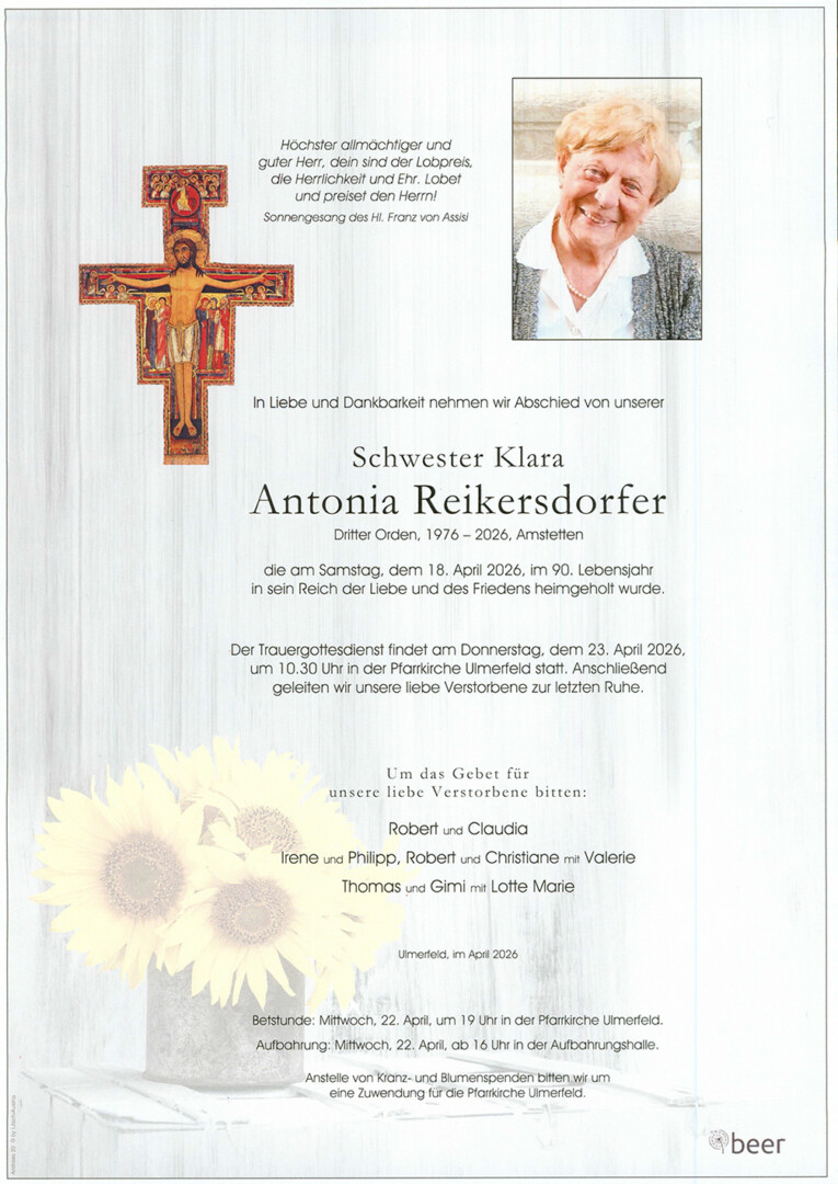 Parte Schwester Klara Antonia Reikersdorfer