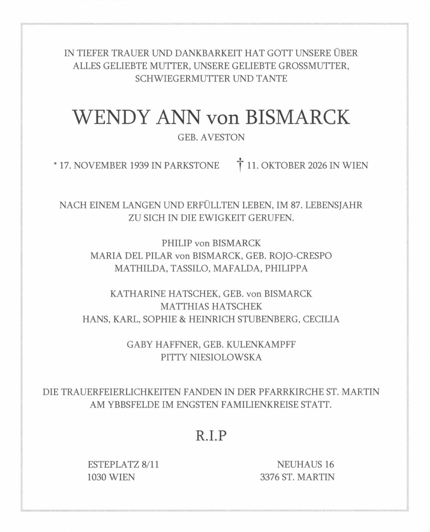 Parte Wendy Ann von Bismarck